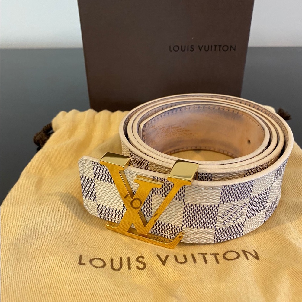 Louis Vuitton white Damier belt 95cm